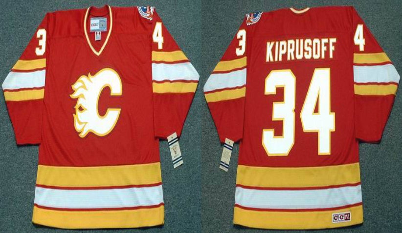 2019 Men Calgary Flames #34 Kiprusoff red CCM NHL jerseys